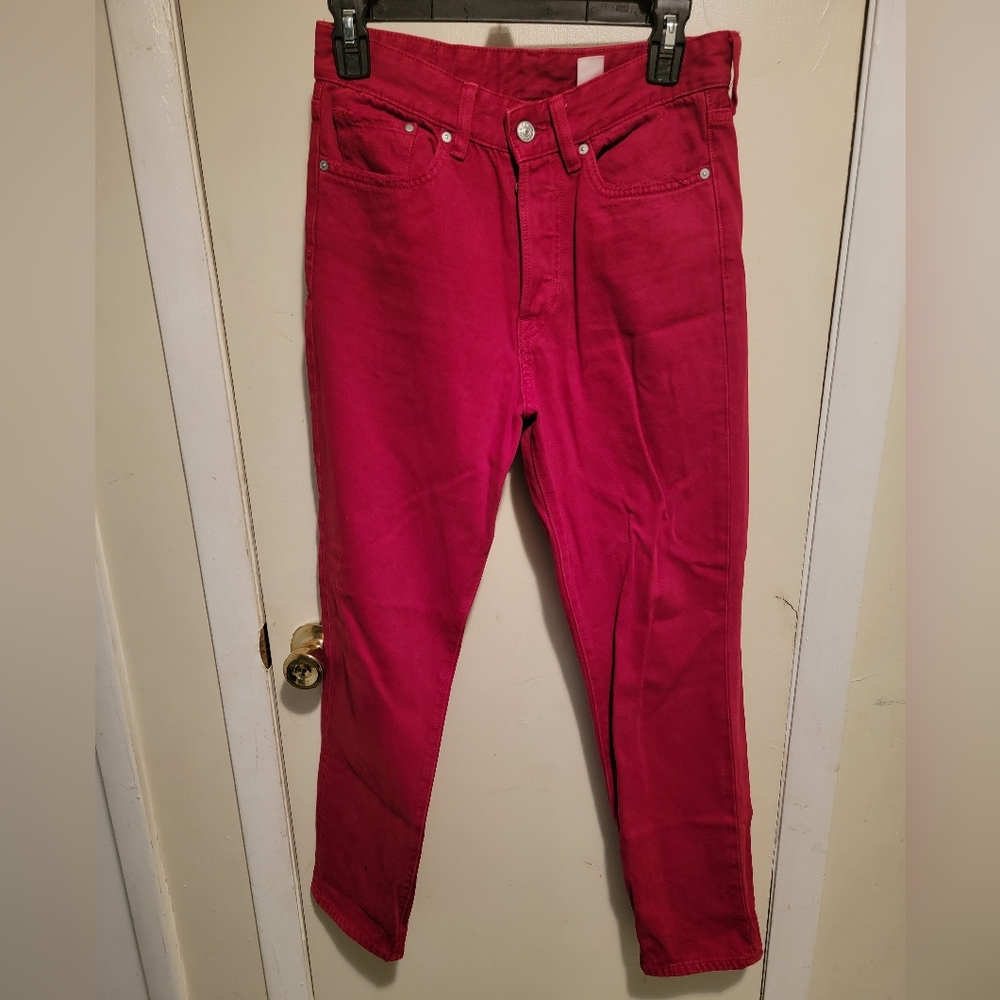 High Waist Vintage Fit Red Jeans